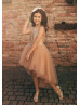 Sparkly Brown Tulle High Low Flower Girl Dress